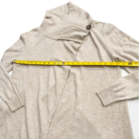 Repeat Cashmere Wool Blend Wrap Cardigan Sweater Sand Beige Size 42 M-L - Picture 6 of 8